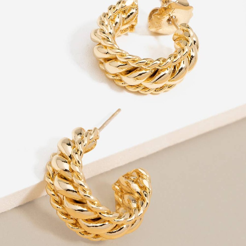 Double Braided Huggie Earring • Choose Silver or Gold!